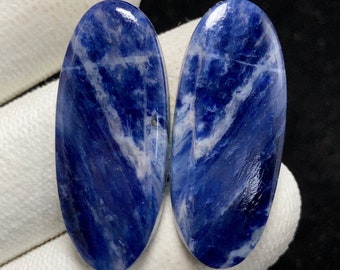 Natural Sodalite Pair, Oval Cabochon , 32x13x3 MM, 28 CTS , Beautiful Cabochon. #7068