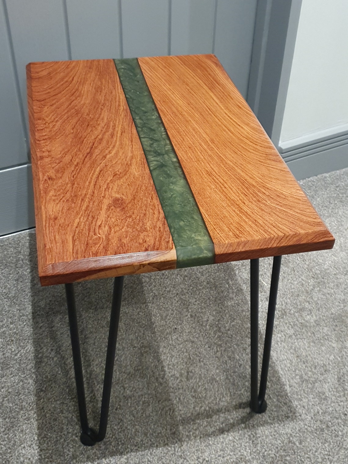 Rosewood and Green Epoxy Side Table Etsy