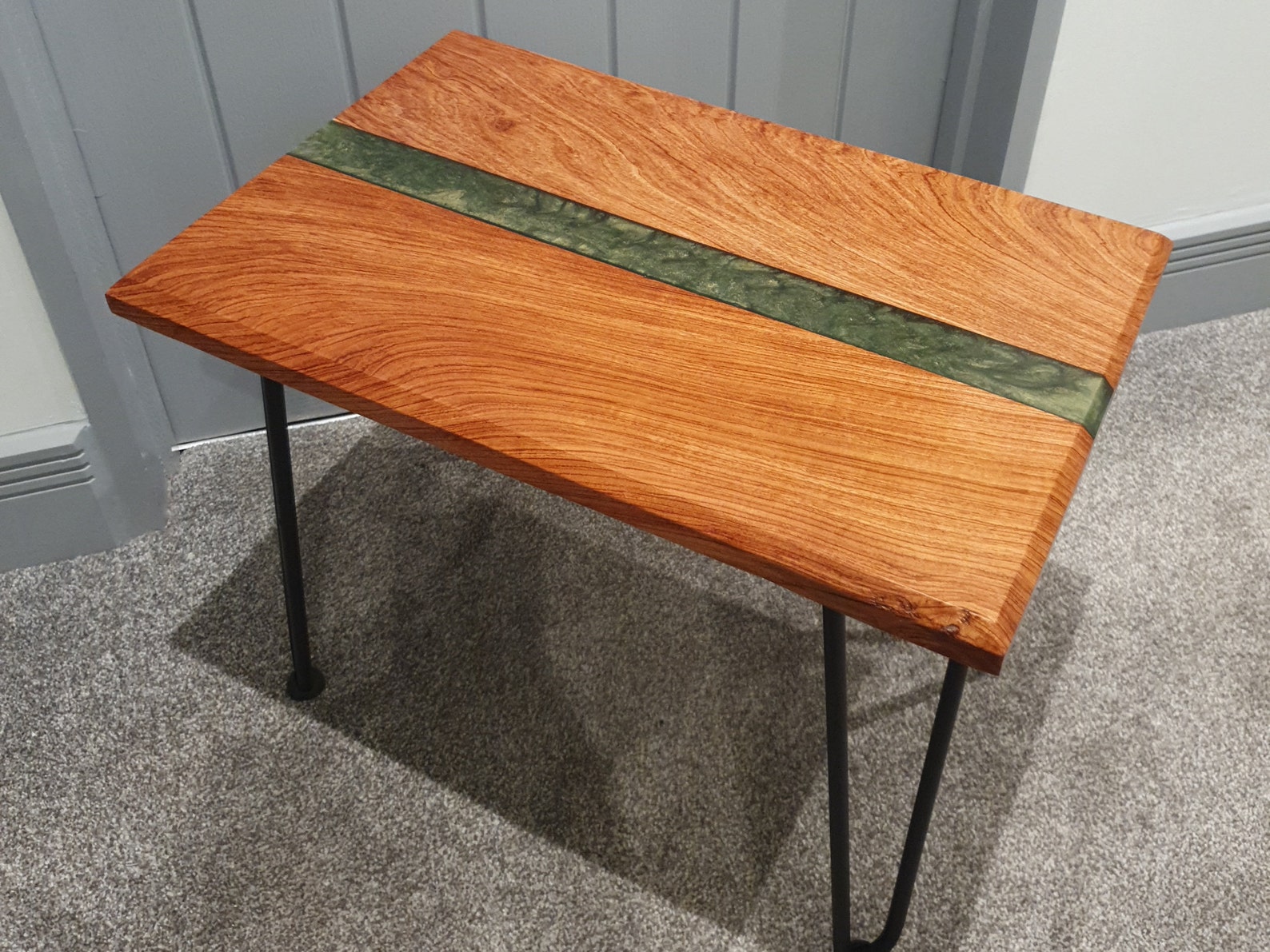 Rosewood and Green Epoxy Side Table Etsy