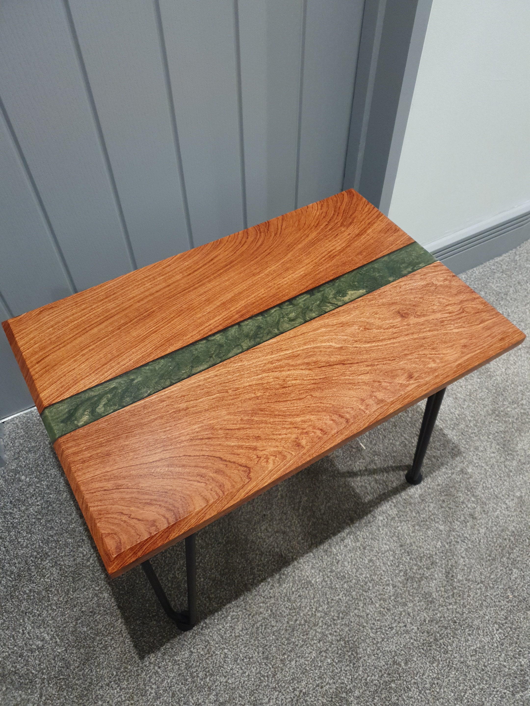 Rosewood and Green Epoxy Side Table Etsy