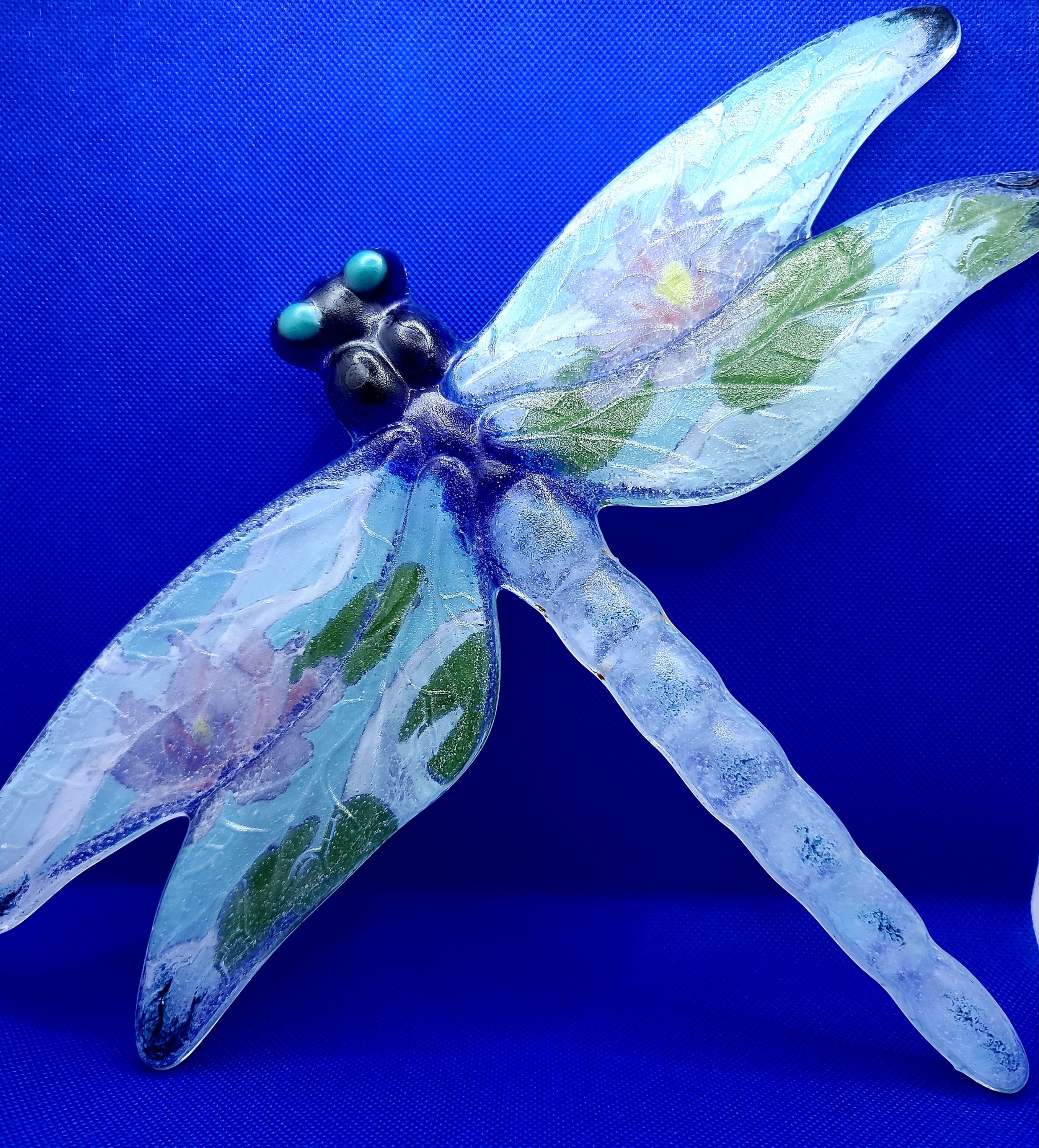 Hand painted fused glass dragonfly Etsy