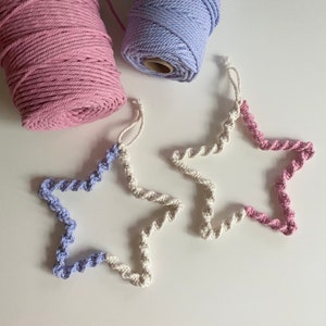 Macrame Star Wall Hanging Decoration x1 piece Stars Pink / Lavender Custom Colours Available image 1