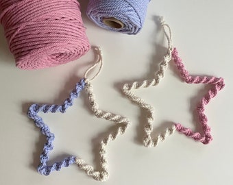 Macrame Star Wall Hanging Decoration - x1 piece | Stars | Pink / Lavender | Custom Colours Available