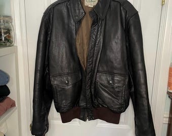 Bean Flying Tiger Vintage Bomber Brown Leather Jacket Coat