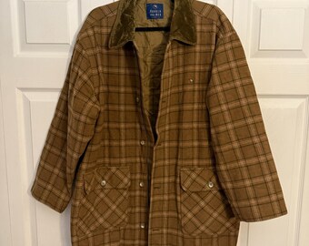 Arnold Palmer Vintage Cashmere and Wool Tan Brown Plaid Jacket Large