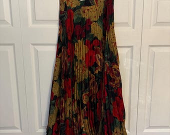 Falda de seda floral Ungaro Parallel Paris vintage mediana