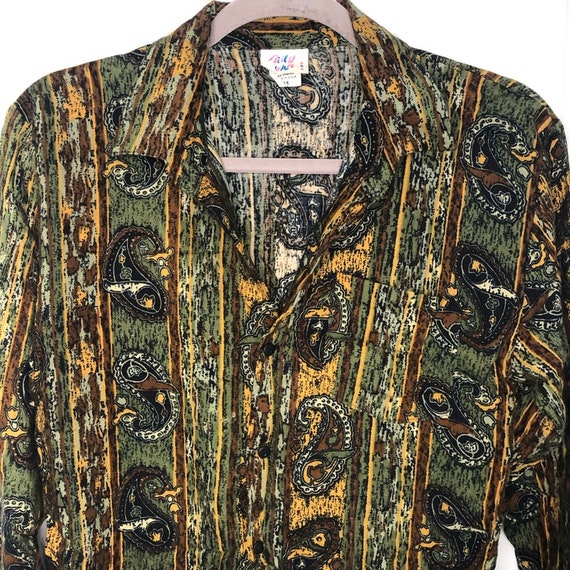 Vintage Button Down Collared Unique Printed Top - image 2
