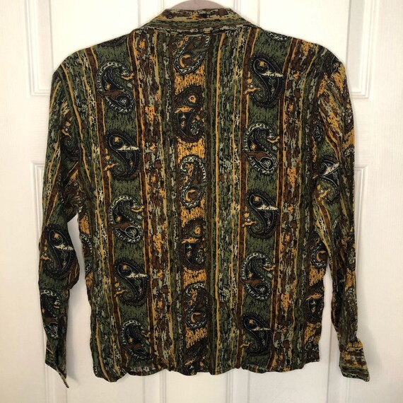 Vintage Button Down Collared Unique Printed Top - image 3