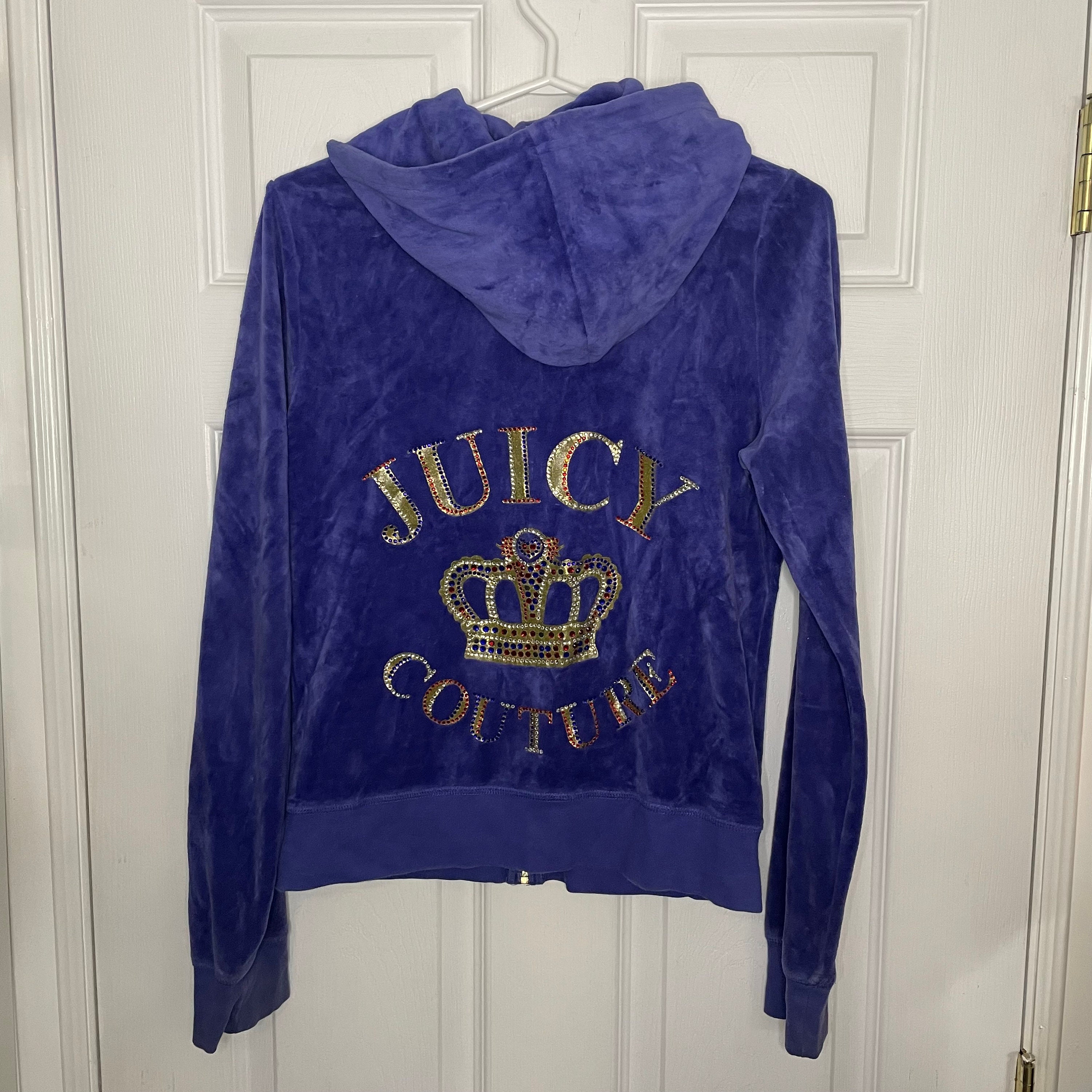 Juicy Couture Y2K Purple Velvet Velour Zip up Jacket Large