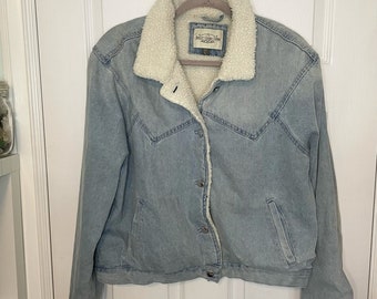 Vintage Blue Jean Denim Sherpa Jacket Ashley Vintage Charm