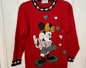 Vintage Disney Minnie Mouse Red Crewneck Sweater