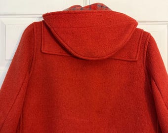 Vintage Original English Duffle Coat by Gloverall Red Wool Toggle