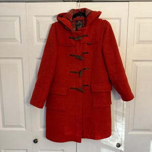 Vintage Original English Duffle Coat by Gloverall Red Wool Toggle Jacket 10