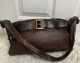 Vintage Leather Brown the Trend Bag w/ Buckle
