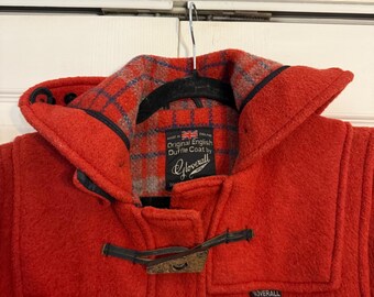 Vintage Original English Duffle Coat by Gloverall Red Wool Toggle
