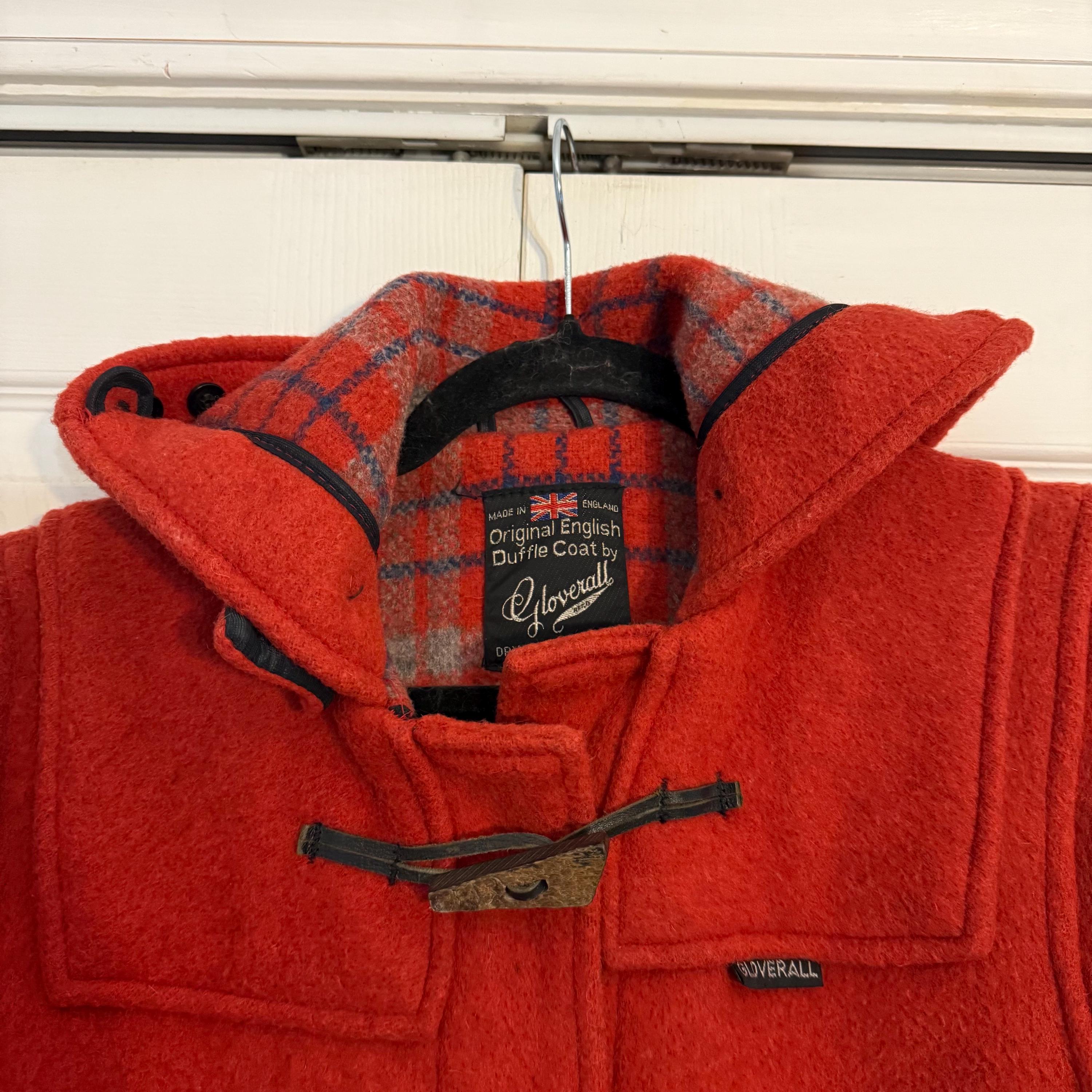 Vintage Original English Duffle Coat by Gloverall Red Wool Toggle