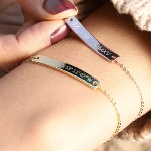 Bracelets for WOMEN or Couples Engraved Coordinates or Messages