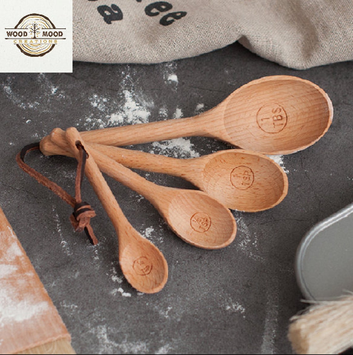 Wooden Measuring Spoon Set Natural Wood Tableware Spoon Wood Etsy