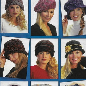 12 Crochet hat patterns, beret, cloche hat, digital pattern, vintage, women's fashions, slouchy hat