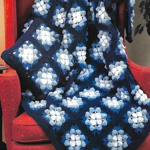 Crochet blanket pattern, granny square crochet, vintage style, housewarming gift, home decor, digital pattern.