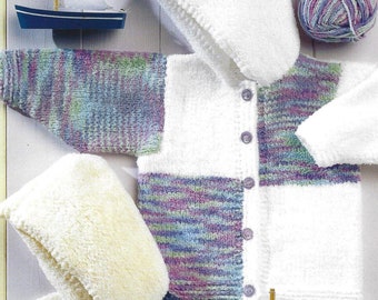 Baby girl sweater pattern, boy sweater pattern, infant knitting pattern, cardigan size 0-5 yrs, baby shower gift, vest pattern, hood.