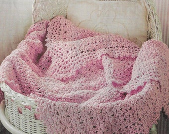 Baby blanket crochet pattern, child's afghan, baby shower gift, nursery decor, vintage style, digital pattern.