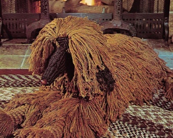 Macrame Afghan pattern, macrame tutorial, macrame dog, digital, instant download, animal lover, children's decor.