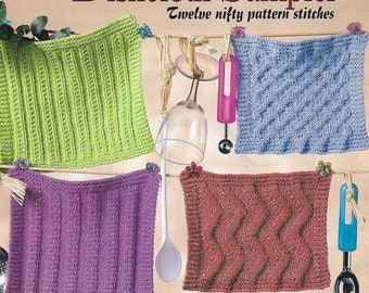 Vintage knitting dishcloth patterns, 12, housewarming gift, kitchen decor, digital pattern, home accessories, washcloths