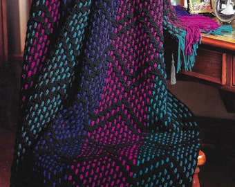 Crochet afghan pattern, housewarming gift, vintage style, digital pattern, home decor.