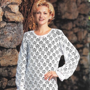 Crochet tunic pattern, women's fashion, women's clothing, vintage style, digital pattern.