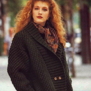 Women's sweater jacket knitting pattern, large collar, vintage style, digital, women's fashion, pdf