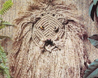 Macramé animal pattern, kid's crafts, macramé book, wall hanging, retro, digital