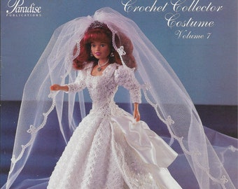 Fashion doll crochet wedding dress pattern, Duchess wedding gown pattern, fashion doll clothing,