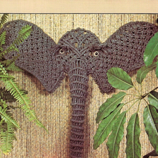 Macramé elephant, macramé pattern, macramé knot guide, pdf, instant download, children's décor, nature lover