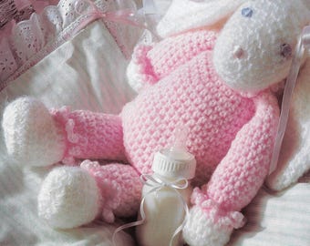 Vintage crochet bunny pattern, Easter bunny, children's toy, gender neutral gift, digital pattern, cuddle toy.