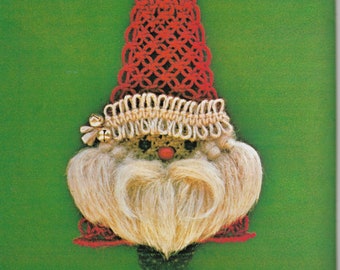Vintage Macrame Santa Pattern, macrame book, holiday decor, pdf, Christmas decor, macrame tutorial,