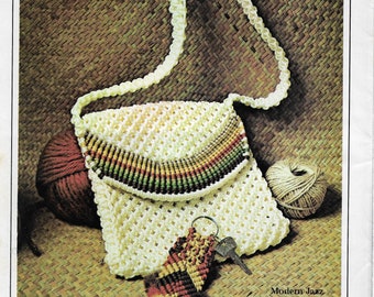 Patrón Macrame Purse, Patrón vintage, Patrón llavero Macrame, libro macrame, Descarga instantánea, Guía de nudos Macrame PDF