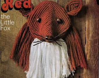 Macrame fox, macrame pattern, retro, vintage, digital download, children's decor, animal lover gift.