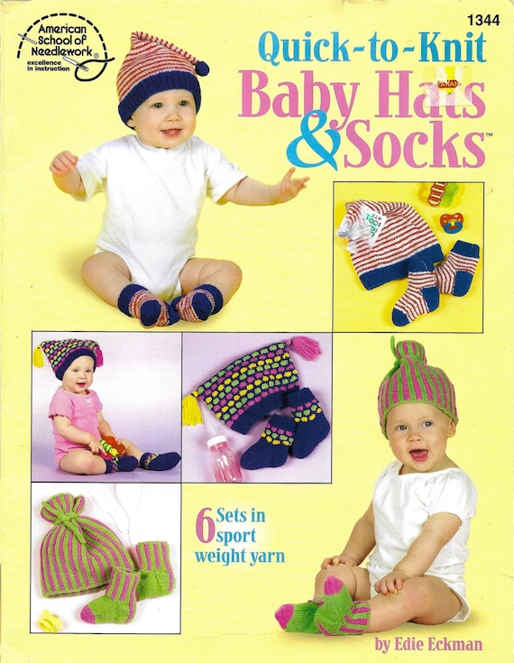 Six Quick Knit Baby Hats and Socks Patterns, Vintage Style