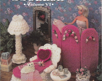 Vintage fashion doll furniture crochet pattern, Victorian boudoir, crochet doll furniture, digital pattern, vintage, children's gift.