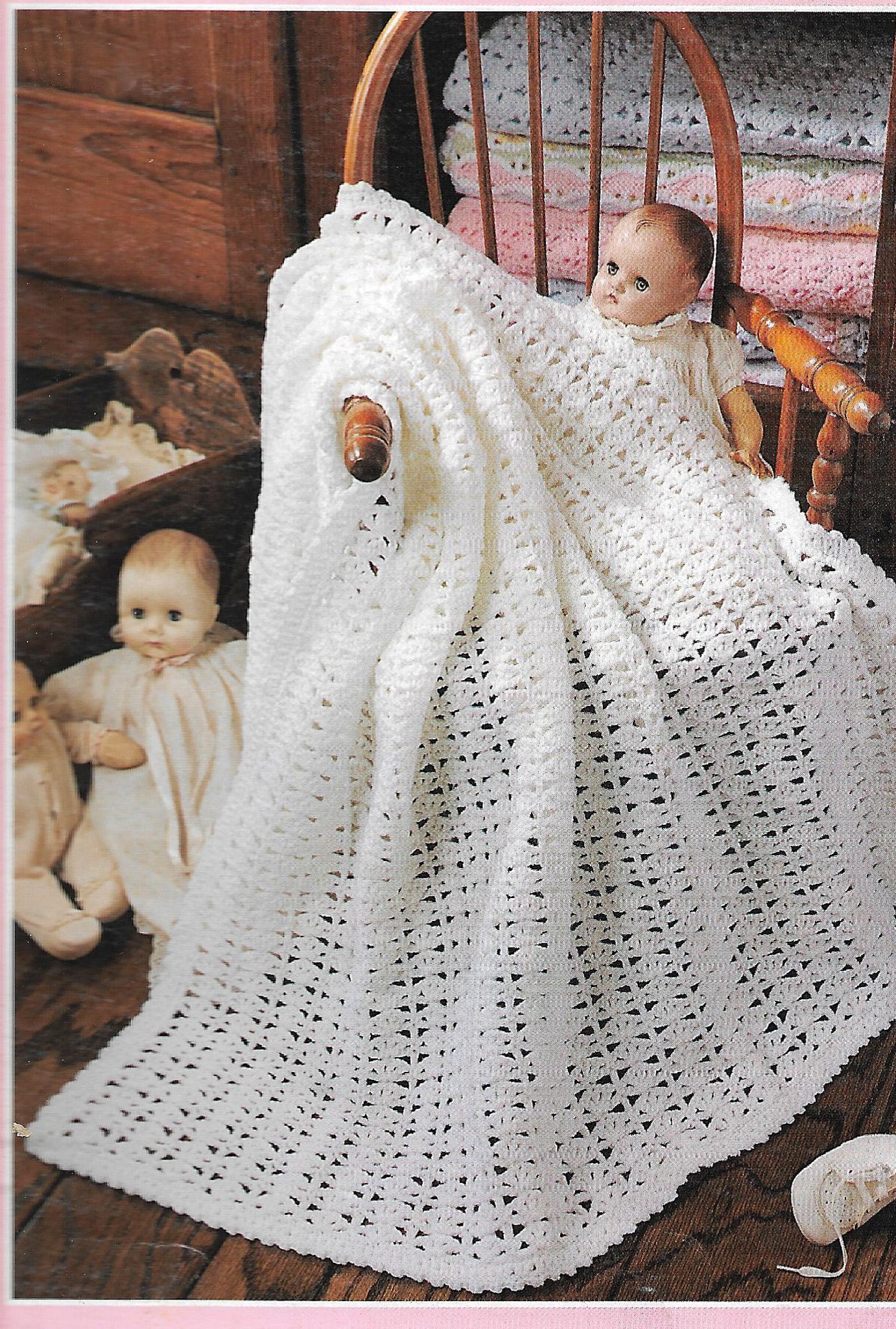 Vintage Crochet Baby Blanket Pattern, Christening Gift, Baby  display picture 1