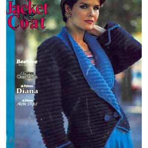 Vintage jacket knitting pattern, women's sweater jacket pattern, digital pattern, chunky/bulky yarn