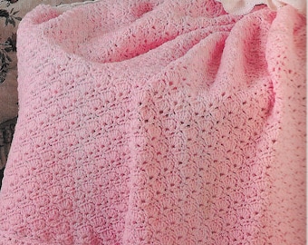 Easy crochet baby blanket pattern, vintage style, baby shower gift, digital pattern.