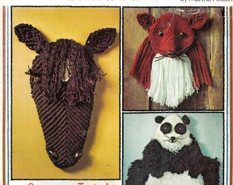 Macrame animals, macrame patterns, macrame fox, horse, panda, squirrel, bull, collie, elephant, macrame tutorial, digital pattern