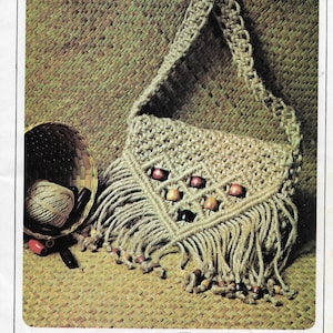 Vintage Macrame Purse Pattern. Shoulder Bag, Macrame book,  Instant Download, PDF, Macrame knotting tutorial
