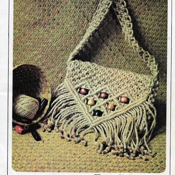 Vintage Macrame Purse Pattern. Shoulder Bag, Macrame book,  Instant Download, PDF, Macrame knotting tutorial