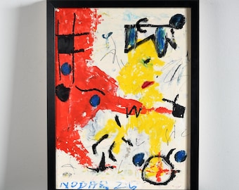 Mescola il medium sulla tavola nello stile della pop art, un quadro per la casa moderna - dipinto a mano e firmato, unico nel suo genere