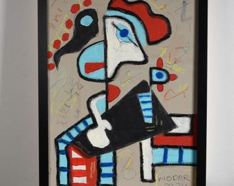 acrilico, tecnica mista su tavola nello stile della pop art, un quadro per una casa moderna, dipinto a mano e firmato, pezzo unico, unico nel suo genere
