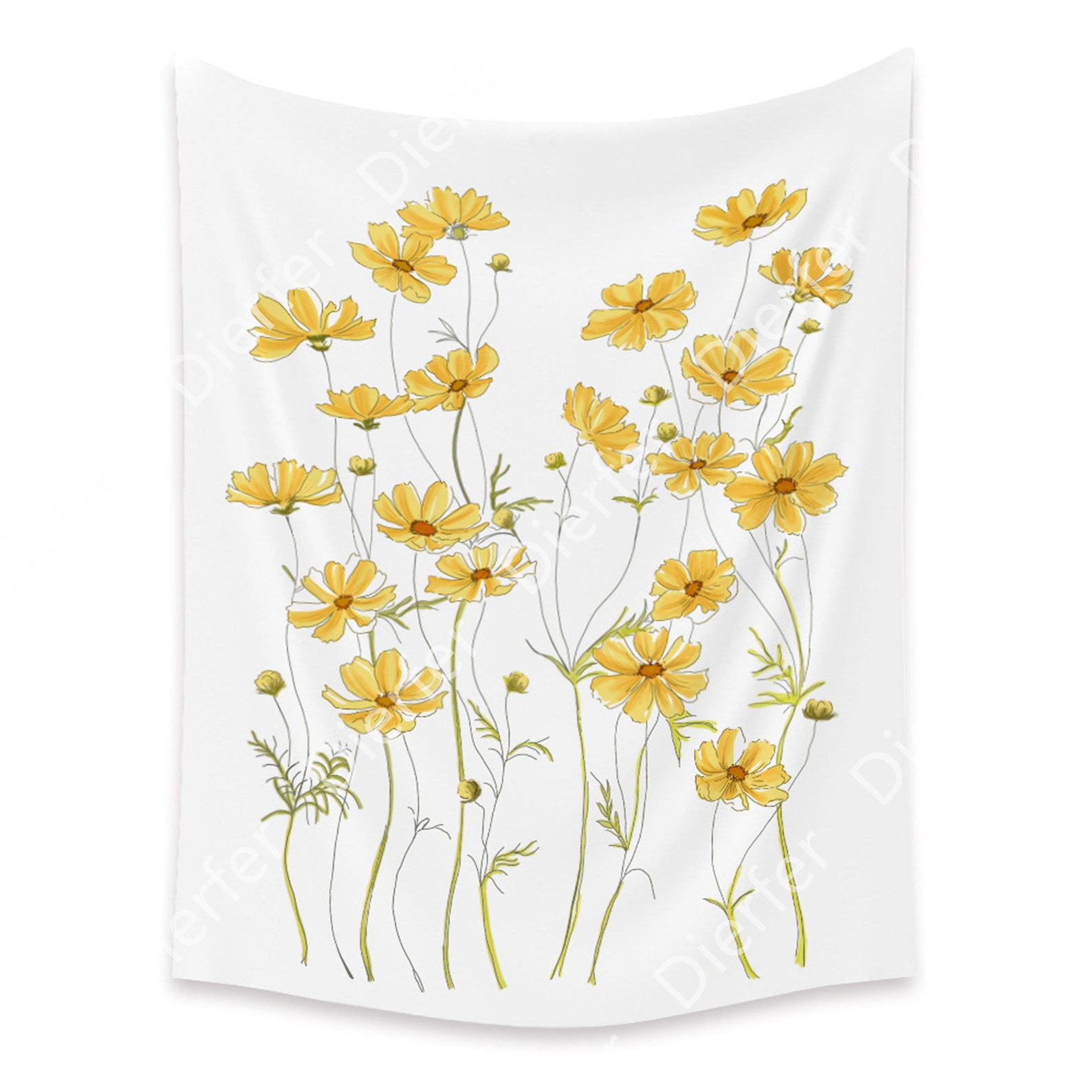 Yellow Floral Plants Tapestry Vintage Wild Flowers Tapestry Etsy