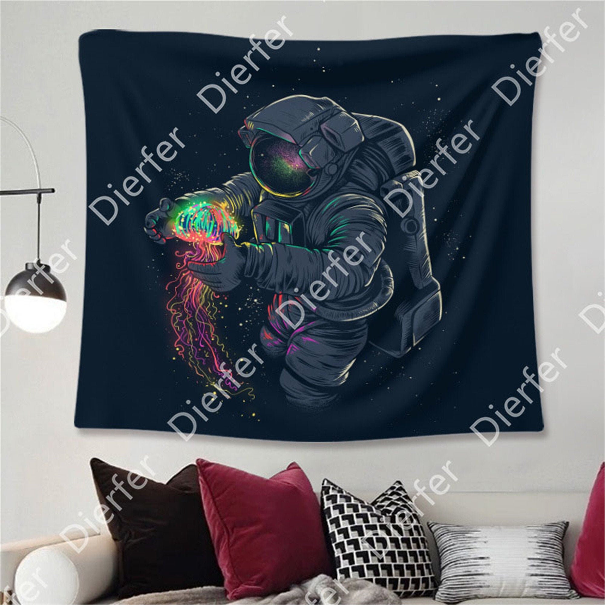 Space Tapestry Galaxy Tapestry Astronaut Tapestry Fantasy Etsy